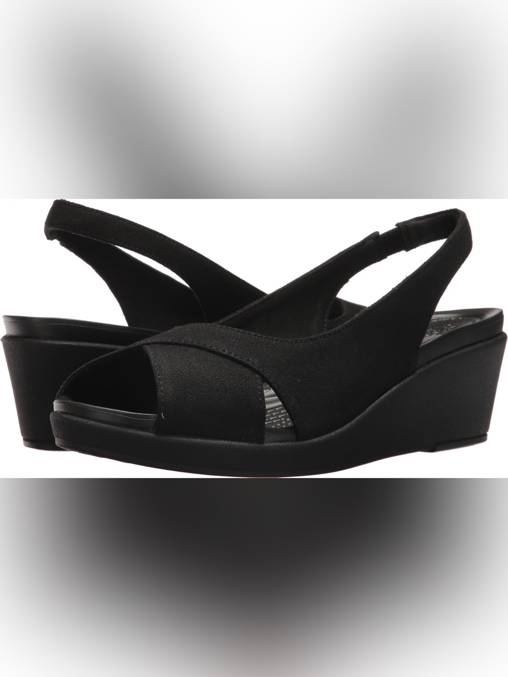 Crocs women’s Leigh Ann sling back wedge heel size 7 black sandals